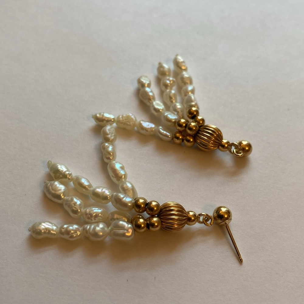 14K Mikimoto Pearl chandelier earrings - Picture 9 of 11